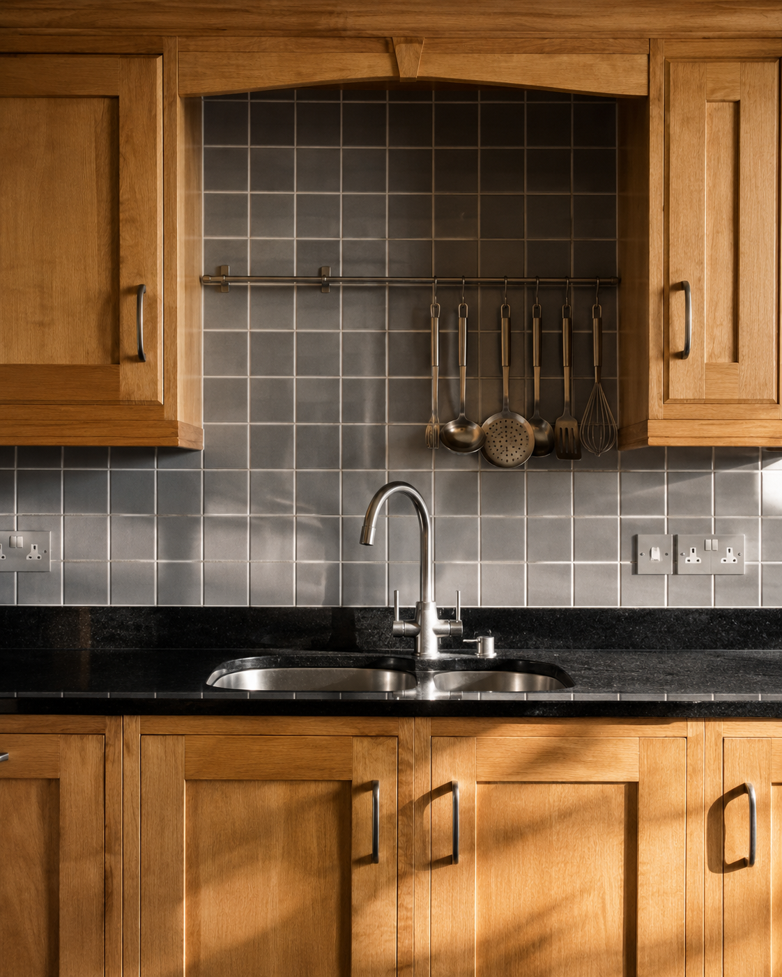 Kitchen detail in the self-catering beach house at Wittering Sands, Hayling Island