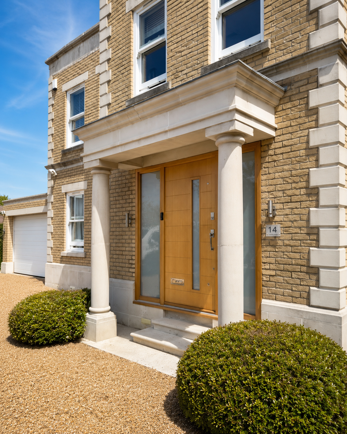 Front entrance of the Wittering Sands beachfront house on Hayling Island